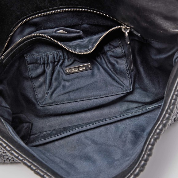 MIU MIU Black Matelasse Leather Crystal Shoulder Bag - Picture 8 of 8